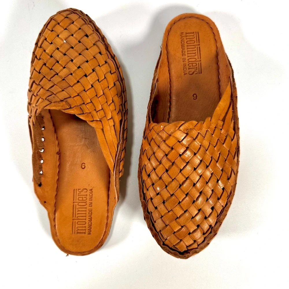 Mohinders Elegant Handwoven Leather Mule Slide Slip